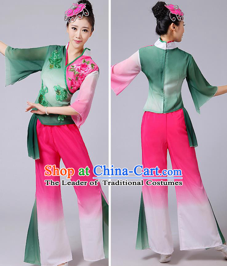 Traditional Chinese Yangge Fan Dancing Costume