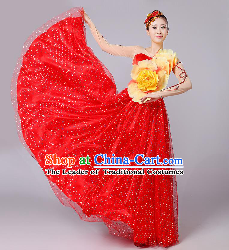 Traditional Chinese Yangge Fan Dancing Costume