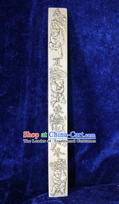 Traditional Chinese Miao Nationality Crafts Accessory, Hmong Handmade Miao Silver Four Seasons Paper Weight, Miao Ethnic Minority Palace Silver Paperweight