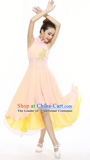 Traditional Modern Dancing Compere Costume, Women Opening Classic Chorus Singing Group Dance Dress, Modern Dance Classic Ballet Dance Paillette Yellow Dress for Women