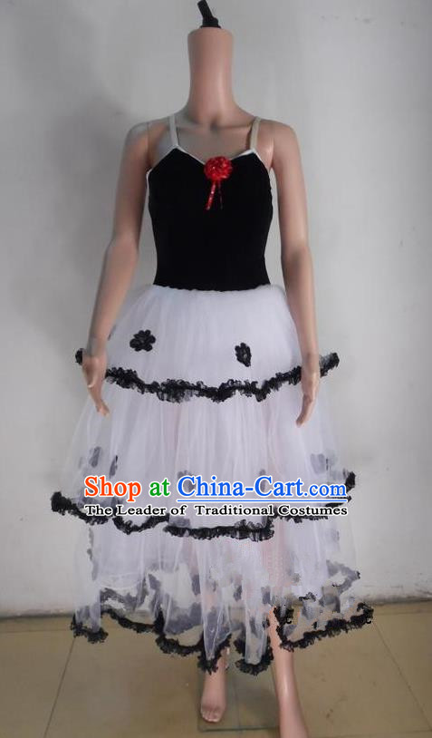 Traditional Modern Dancing Costume, Children Opening Classic Chorus Singing Group Dance Bell Dress, Modern Dance Classic Ballet Dance Veil Dress for Kids