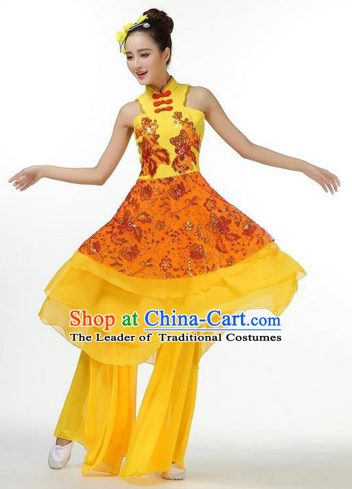 Traditional Chinese Yangge Fan Dance Modern Dance Costume