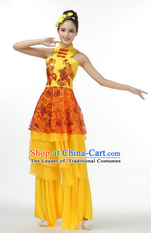 Traditional Chinese Yangge Fan Dance Modern Dance Costume