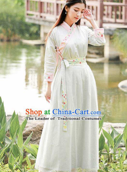Traditional Ancient Chinese Ancient Costume, Elegant Hanfu Clothing Embroidered Dress, China Ming Dynasty Elegant Blouse and Dress Complete Set for Women