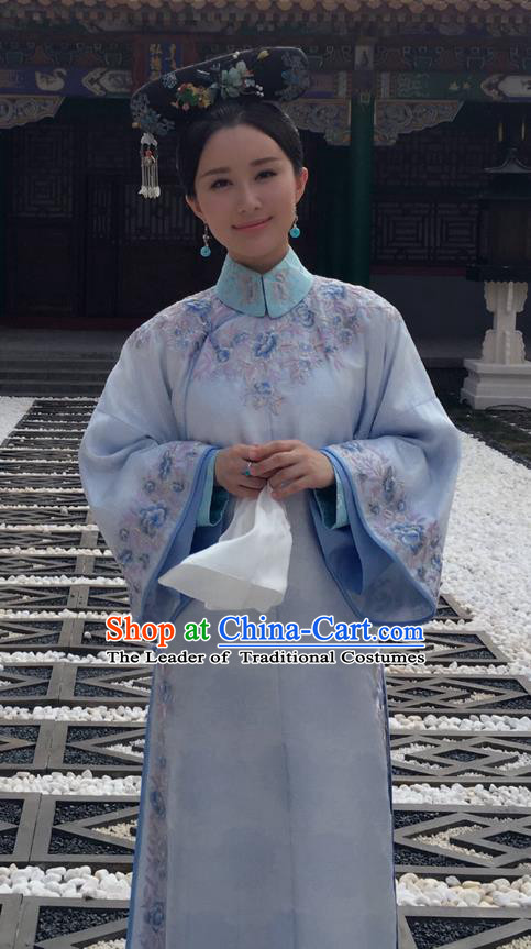 Traditional Ancient Chinese Imperial Princess Costume, Chinese Qing Dynasty Manchu Palace Lady Dress, Chinese Legend of Dragon Ball Mandarin Fermale Robes, Ancient China Imperial Concubine Embroidered Clothing for Women