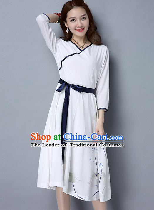 Traditional Ancient Chinese National Costume, Elegant Hanfu Qipao Waistband Dress, China Tang Suit Cheongsam Upper Outer Garment Elegant Dress Clothing for Women