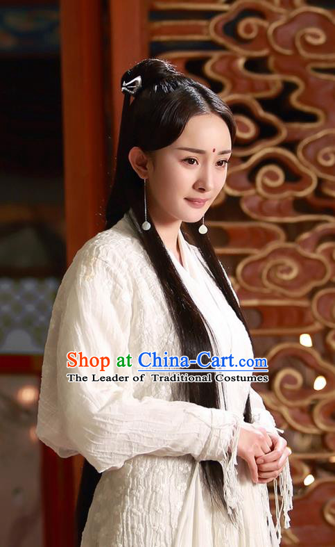 Traditional Ancient Chinese Cosplay Myth Fairy Costume, Elegant Hanfu Palace Lady Dance Dress, Chinese Teleplay Ten great III of peach blossom Role Bai qian Han Dynasty Imperial Princess Tailing Embroidered Clothing for Women