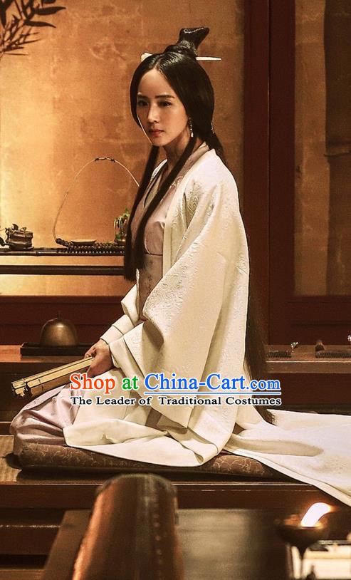 Traditional Ancient Chinese Imperial Consort Costume, Elegant Hanfu Clothing Chinese Three Kingdoms Dynasty Imperial Princess Tailing Embroidered Clothing for Women