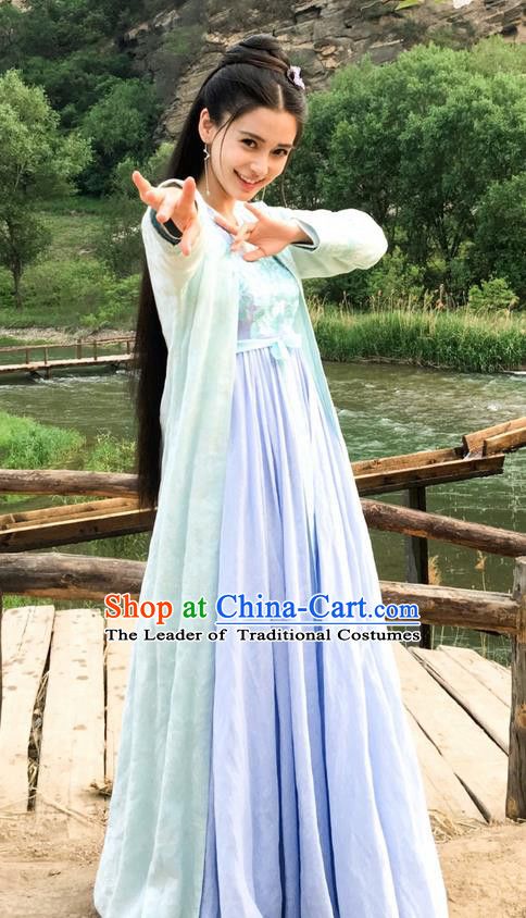 Traditional Ancient Chinese Elegant Female Swordsman Costume, Chinese Warring States Period Dynasty Imperial Princess Fairy Dress, Cosplay Princess Chinese Nobility Hanfu Embroidered Clothing for Women