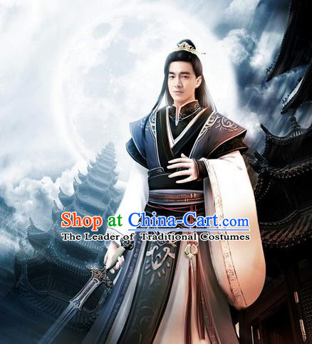 Traditional Ancient Chinese Elegant Swordsman Costume, Chinese Western Wei Dynasty Jiang Hu Swordsman Robe, Cosplay Princess Agents  Nobility Childe Chinese Kawaler Hanfu Clothing for Men