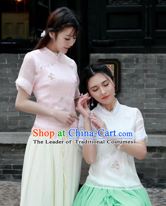 Traditional Ancient Chinese Young Women Cheongsam Dress Republic of China Tangsuit Stand Collar Blouse Dress Tang Suit Clothing for Women