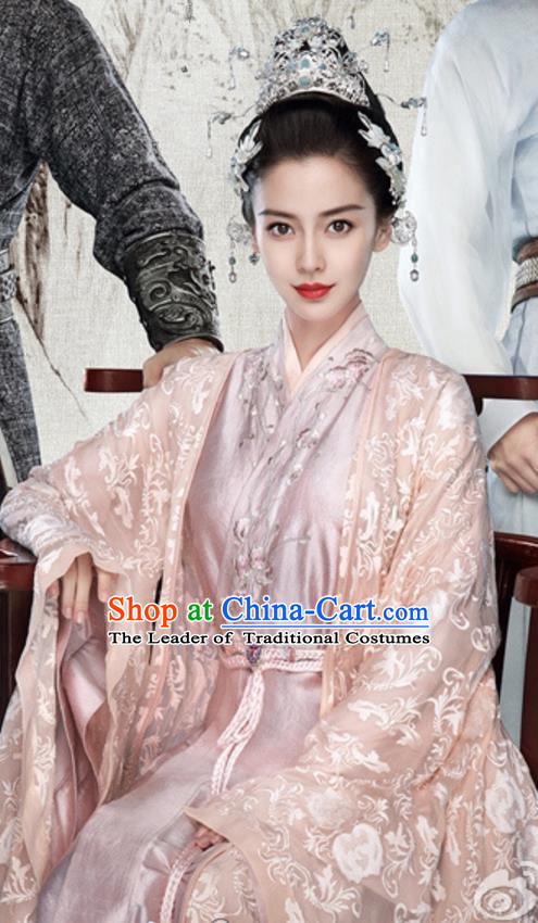 Traditional Ancient Chinese Imperial Concubine Costume, Chinese Warring States Period Imperial Princess Fairy Elegant Dress, Cosplay Imperial Consort Chinese Nobility Hanfu Tailing Embroidered Clothing for Women