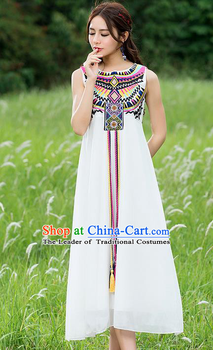 Traditional Ancient Chinese National Costume, Elegant Hanfu Leopard White Dress, China Tang Suit Chirpaur Republic of China Cheongsam Upper Outer Garment Elegant Dress Clothing for Women
