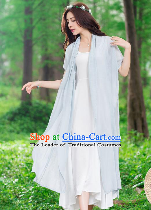 Traditional Ancient Chinese National Costume, Elegant Hanfu Embroidery Grey Cardigan, China Tang Suit Cape, Upper Outer Garment Dust Coat Cloak Clothing for Women