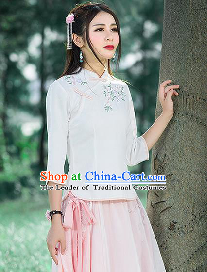 Traditional Ancient Chinese Young Women Cheongsam Dress Republic of China Tangsuit Stand Collar Blouse Dress Tang Suit Clothing for Women