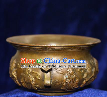 Traditional Chinese Miao Nationality Crafts Decoration Accessory Bronze Censer, Hmong Handmade Buddharupa Burner Ornaments, Miao Ethnic Minority Exorcise Evil Incense Burner