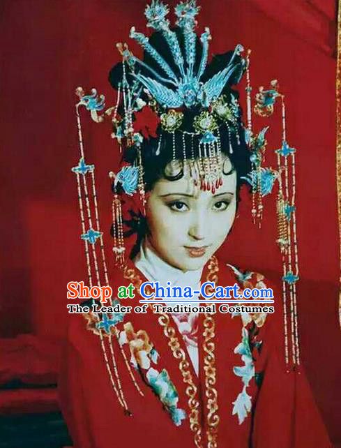 Traditional Handmade Chinese Ancient Classical Hair Accessories Bride Wedding Barrettes Phoenix Coronet, Hair Sticks Hair Jewellery, Hair Fascinators Hairpins for Women