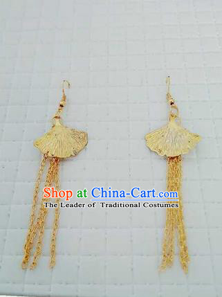 Traditional Handmade Chinese Ancient Classical Accessories Earrings, Han Dynasty Imperial Consort Eardrop, Hanfu Imperial Princess Tassel Earbob for Women
