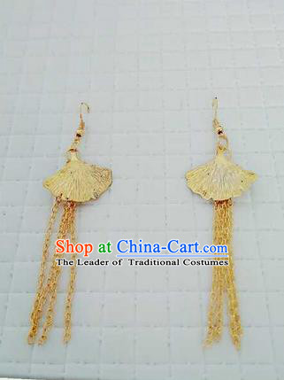 Traditional Handmade Chinese Ancient Classical Accessories Earrings, Han Dynasty Imperial Consort Eardrop, Hanfu Imperial Princess Tassel Earbob for Women