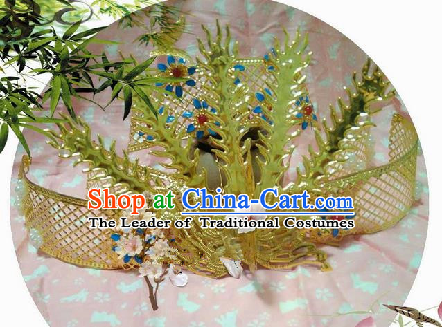 Traditional Handmade Chinese Ancient Classical Hair Accessories Complete Set, Han Dynasty Barrettes Imperial Empress Phoenix Coronet, Xiuhe Suit Hanfu Hair Sticks Hair Jewellery, Hair Fascinators Hairpins for Women