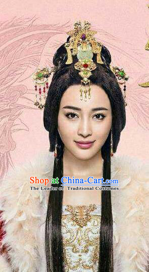 Traditional Handmade Chinese Ancient Classical Hair Accessories Complete Set, Han Dynasty Imperial Empress Phoenix Coronet, Xiuhe Suit Hanfu Hair Sticks Hair Jewellery, Hair Fascinators Hairpins for Women
