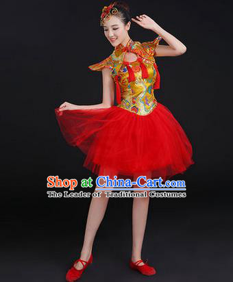 Traditional Chinese Yangge Fan Dancing Costume