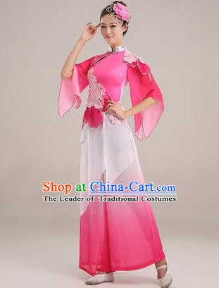 Traditional Chinese Yangge Fan Dancing Costume, Folk Dance Yangko Paillette Dress, Classic Dance Drum Dance Pink Clothing for Women