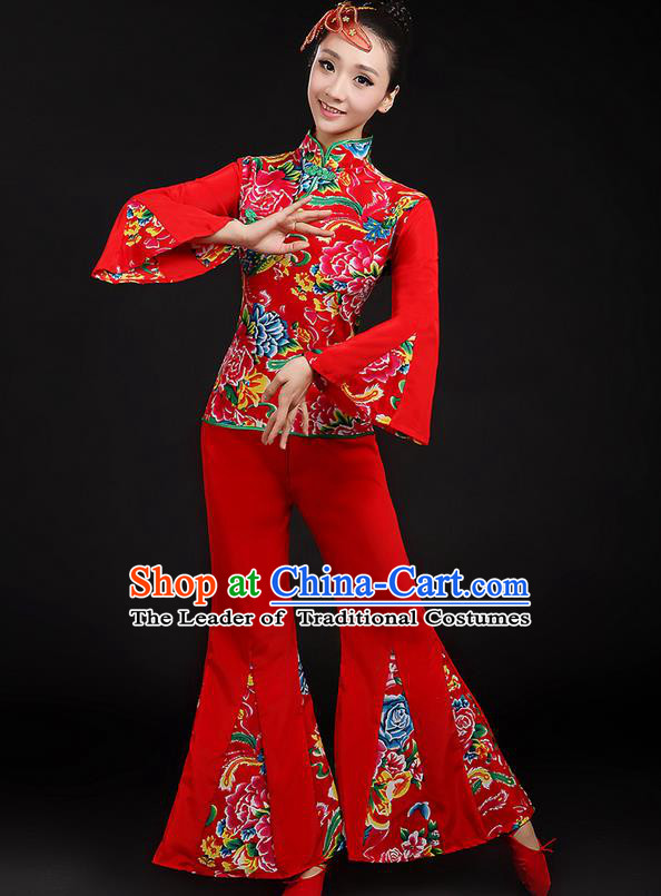 Traditional Chinese Yangge Fan Dancing Costume