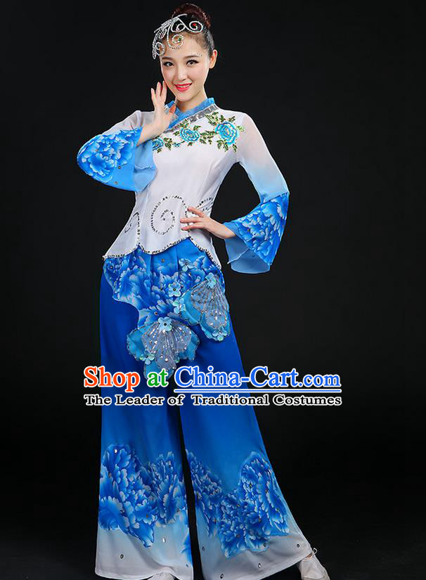 Traditional Chinese Yangge Fan Dancing Costume