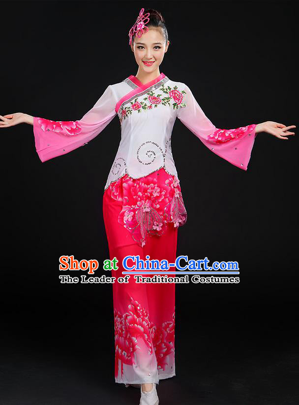 Traditional Chinese Yangge Fan Dancing Costume