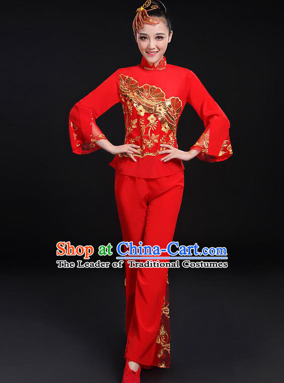 Traditional Chinese Yangge Fan Dancing Costume