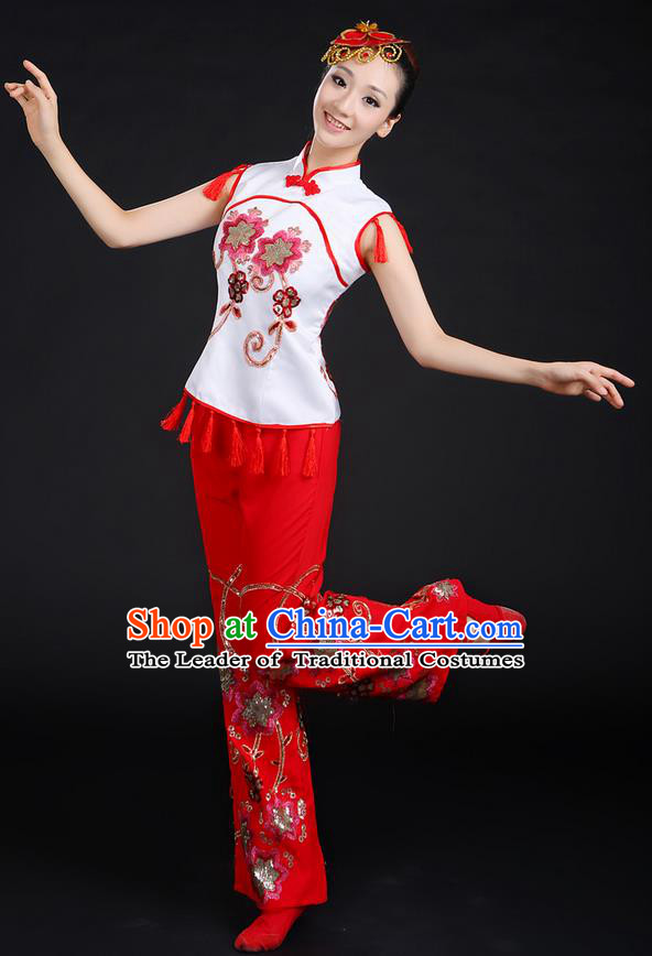 Traditional Chinese Yangge Fan Dancing Costume