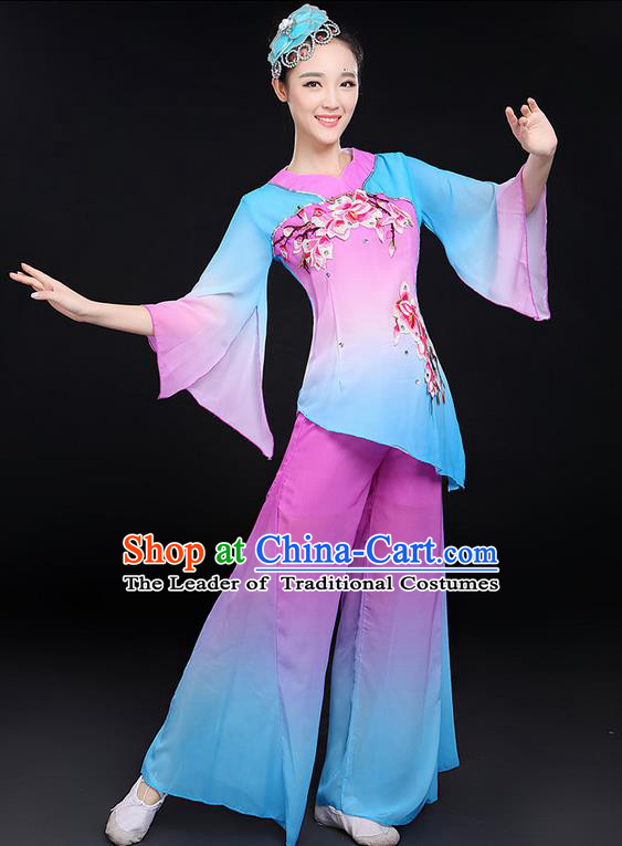 Traditional Chinese Yangge Fan Dancing Costume