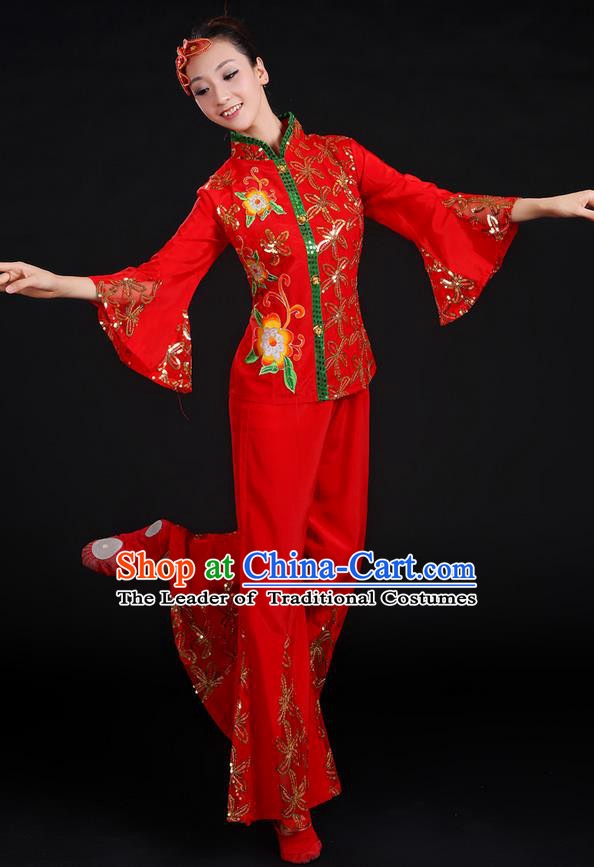 Traditional Chinese Yangge Fan Dancing Costume