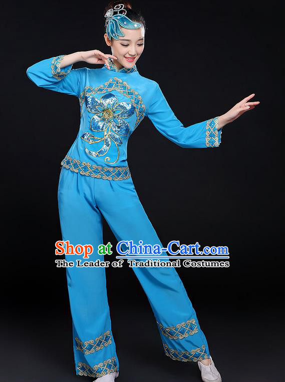 Traditional Chinese Yangge Fan Dancing Costume