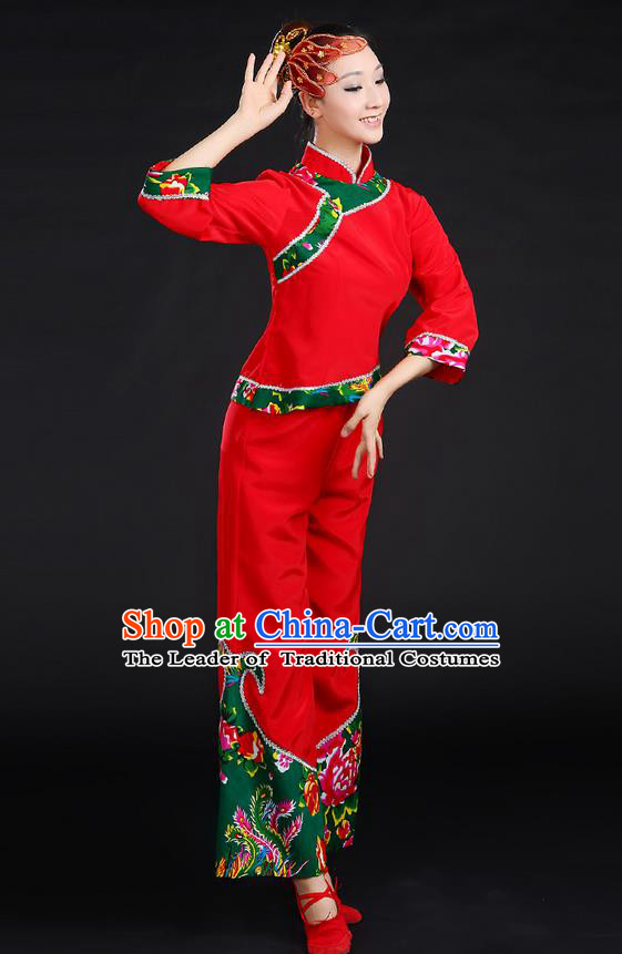 Traditional Chinese Yangge Fan Dancing Costume