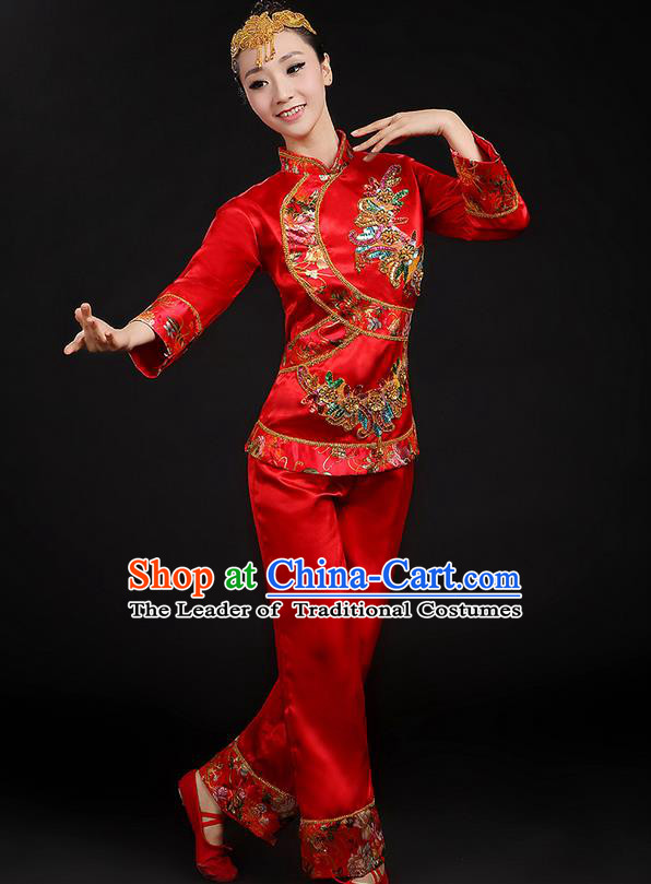 Traditional Chinese Yangge Fan Dancing Costume