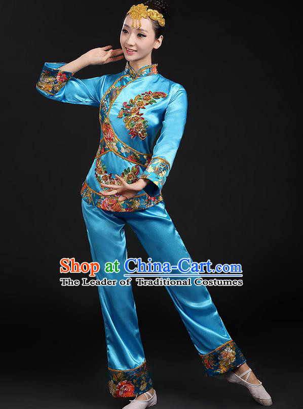 Traditional Chinese Yangge Fan Dancing Costume