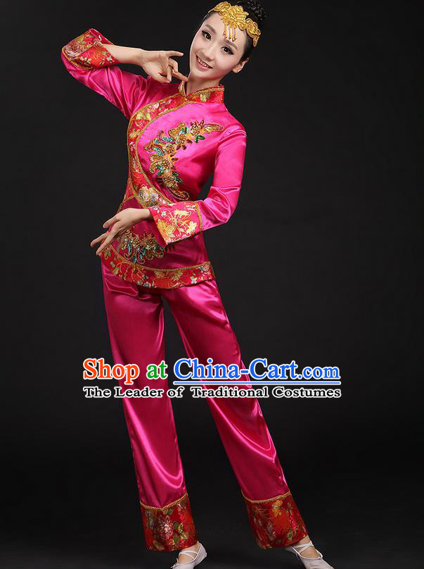 Traditional Chinese Yangge Fan Dancing Costume