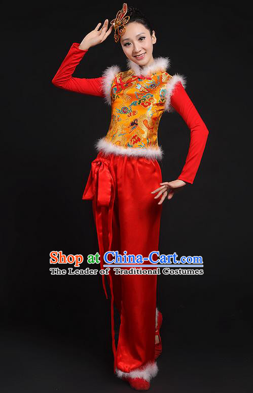 Traditional Chinese Yangge Fan Dancing Costume