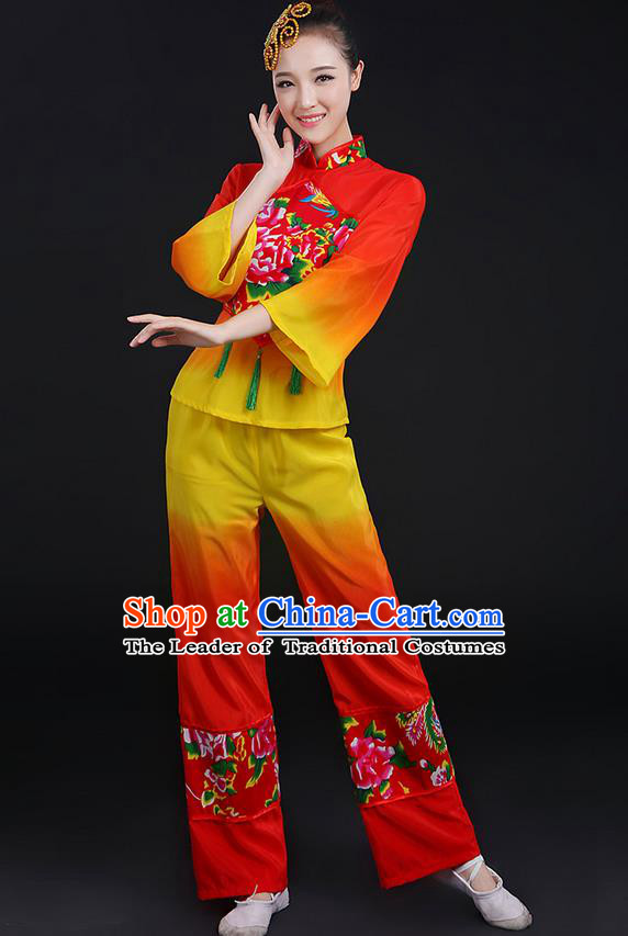 Traditional Chinese Yangge Fan Dancing Costume