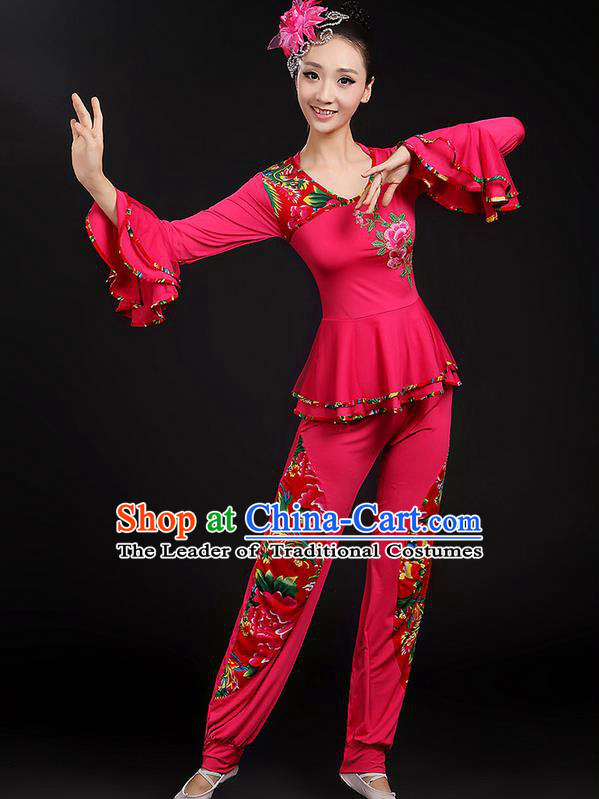 Traditional Chinese Yangge Fan Dancing Costume