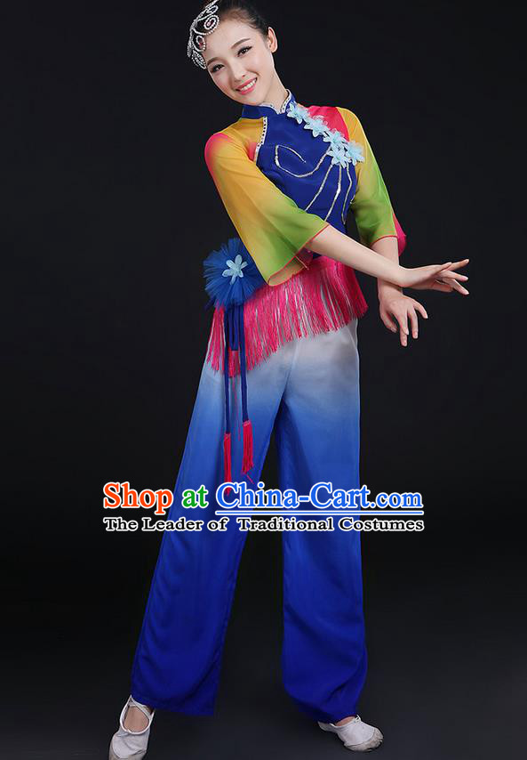 Traditional Chinese Yangge Fan Dancing Costume