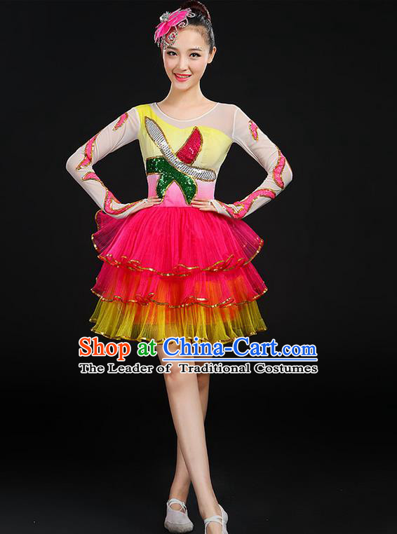 Traditional Chinese Yangge Fan Dancing Costume