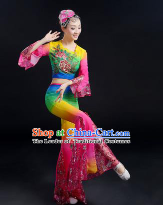 Traditional Chinese Yangge Fan Dancing Costume