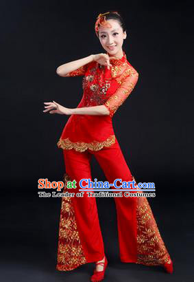 Traditional Chinese Yangge Fan Dancing Costume