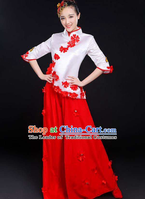 Traditional Chinese Yangge Fan Dancing Costume