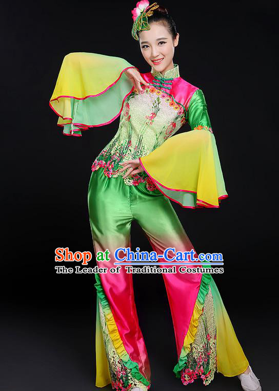 Traditional Chinese Yangge Fan Dancing Costume