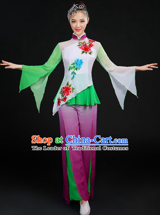 Traditional Chinese Yangge Fan Dancing Costume