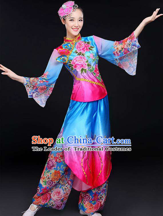 Traditional Chinese Yangge Fan Dancing Costume